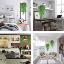 Havendro 4 Artificial Hanging Plants Fake Fern Trailing Leaf Decor in Green - thumbnail 4