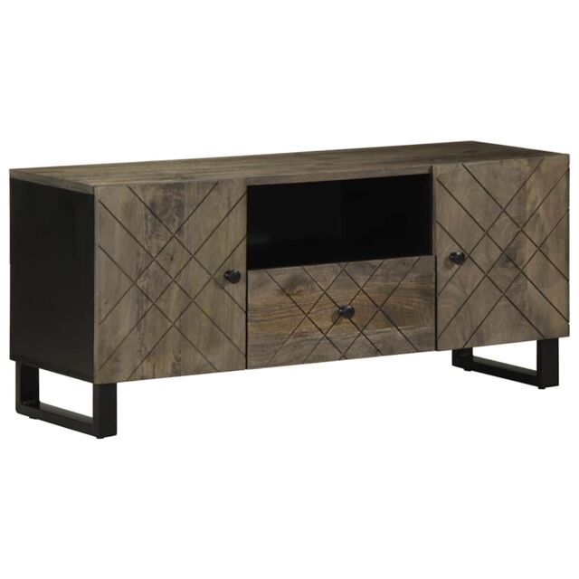 Berkfield Home TV Cabinet Black 105x33x46 cm Solid Wood Mango - Size: 105 x 33 x 46 cm - image 1