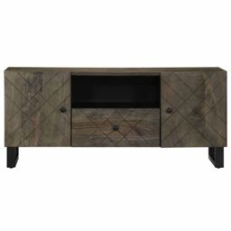 Berkfield Home TV Cabinet Black 105x33x46 cm Solid Wood Mango - Size: 105 x 33 x 46 cm - thumbnail 3