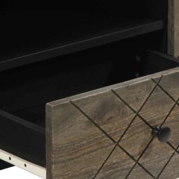 Berkfield Home TV Cabinet Black 105x33x46 cm Solid Wood Mango - Size: 105 x 33 x 46 cm - thumbnail 8