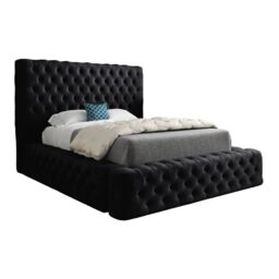 KDMD Grand Milan Pleated Upholstery Black Bed Frame - Size: Super King - thumbnail 5