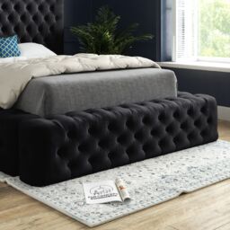 KDMD Grand Milan Pleated Upholstery Black Bed Frame - Size: Super King - thumbnail 3