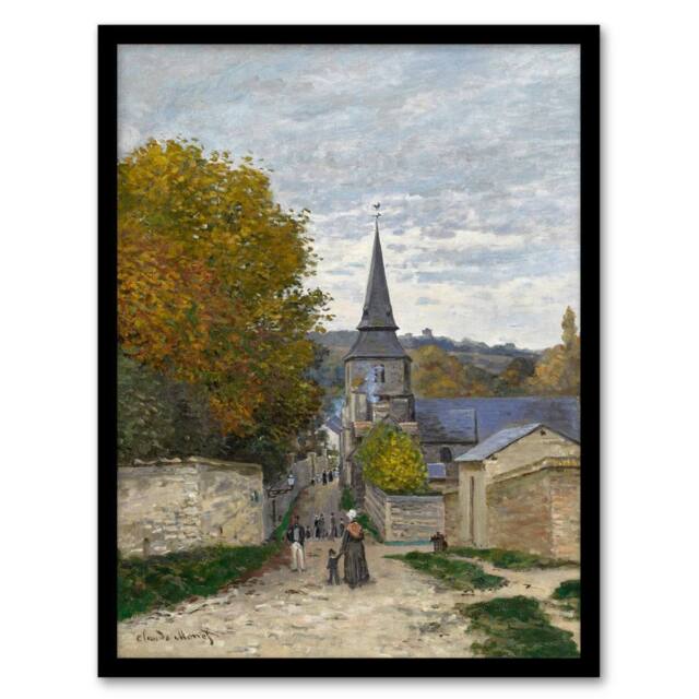 Artery8 Claude Monet Framed Wall Art Print Street in Sainte Adresse France - Size: A4 - image 1