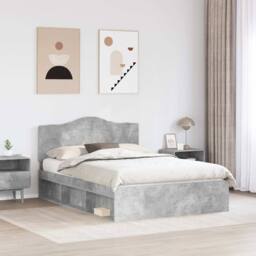 Berkfield Home Bed Frame with Headboard Concerte 140 x 190 cm Solid Pine Wood in Grey - thumbnail 3