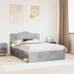 Berkfield Home Bed Frame with Headboard Concerte 140 x 190 cm Solid Pine Wood in Grey - thumbnail 1