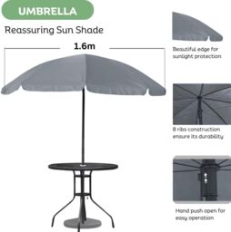 Marco Paul 6 Piece Black Outdoor Garden Table with Chairs & Parasols - thumbnail 5