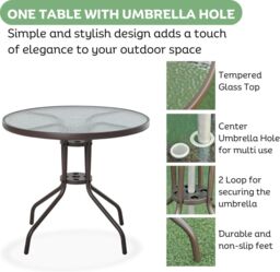 Marco Paul 6 Piece Black Outdoor Garden Table with Chairs & Parasols - thumbnail 9