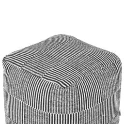 Wyld and Coco Black and White Striped Cotton Pouffe 40 x 40 x 40 cm - thumbnail 3