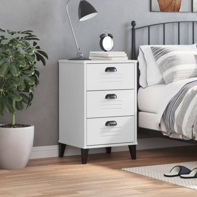 Berkfield Home Durable Bedside Cabinet VIKEN White Engineered Wood - image 1