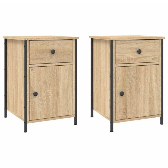Berkfield Home Bedside Cabinets 2 pcs Sonoma Oak 40x42x60 cm Engineered Wood in Brown - Size: 40 x 42 x 60 cm - image 1