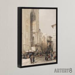"Artery8 Mosque of Sultan Hassan Grand Entrance Roberts Framed Canvas Wall Art in Beige - Size: W12"" x H16""" - thumbnail 2