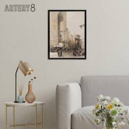 "Artery8 Mosque of Sultan Hassan Grand Entrance Roberts Framed Canvas Wall Art in Beige - Size: W12"" x H16""" - thumbnail 3