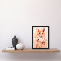 Artery8 Wall Art Print Floral Fox Spirit Animal Boho Calm Pastel Colour Artwork Orange Pink Abstract Woodland Creature Flowers Artwork Framed A4 - thumbnail 2