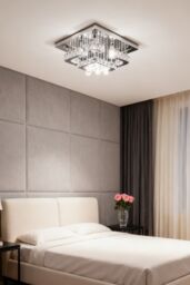 Living and Home Modern Fancy Crystal LED Flush Mount Ceiling Light in Silver - thumbnail 2