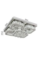 Living and Home Modern Fancy Crystal LED Flush Mount Ceiling Light in Silver - thumbnail 4