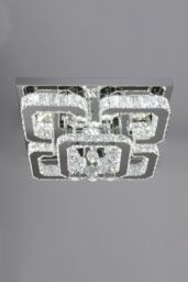 Living and Home Modern Fancy Crystal LED Flush Mount Ceiling Light in Silver - thumbnail 5