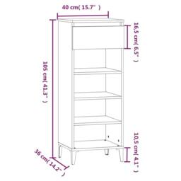 Berkfield Home Shoe Rack Smoked Oak 40x36x105 cm Engineered Wood in Brown - Size: 40 x 36 x 105 cm - thumbnail 9