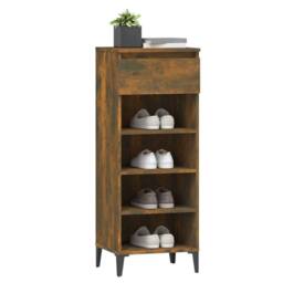 Berkfield Home Shoe Rack Smoked Oak 40x36x105 cm Engineered Wood in Brown - Size: 40 x 36 x 105 cm - thumbnail 4