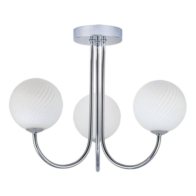 Happy Homewares Modern Ceiling Light Fitting with Opal Swirl Globe Glass Shade in Silver - image 1