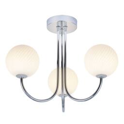 Happy Homewares Modern Ceiling Light Fitting with Opal Swirl Globe Glass Shade in Silver - thumbnail 4