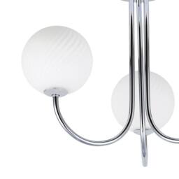 Happy Homewares Modern Ceiling Light Fitting with Opal Swirl Globe Glass Shade in Silver - thumbnail 5