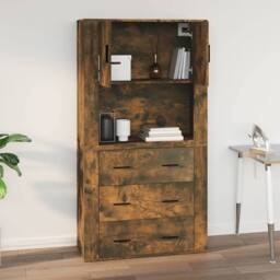 Berkfield Home Wall Cabinet Smoked Oak 80x33x80 cm Engineered Wood in Brown - Size: 80 x 33 x 80 cm - thumbnail 8