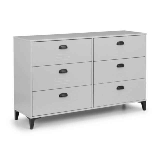 Cheshire Premium Calder Locker 6 Drawer Wide Chest - Grey & Black - image 1