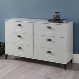 Cheshire Premium Calder Locker 6 Drawer Wide Chest - Grey & Black - thumbnail 2