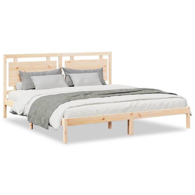 Berkfield Home Extra Long Bed Frame without Mattress¬†180x210 cm Solid Wood in Light Tan - Size: 180x210 cm - image 1