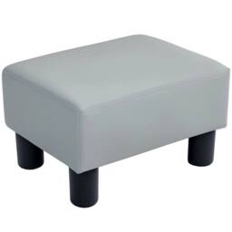 Havendro Chic Faux Leather Footstool Small Footrest with 4 Plastic in Grey - thumbnail 1