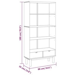 Berkfield Home Bookcase OTTA with 2 Drawers Brown Solid Wood Pine - thumbnail 6