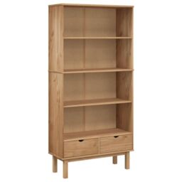 Berkfield Home Bookcase OTTA with 2 Drawers Brown Solid Wood Pine - thumbnail 2