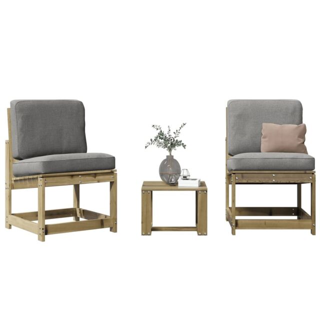 Berkfield Home 3 Piece Garden Lounge Set Impregnated Wood Pine in Brown - image 1