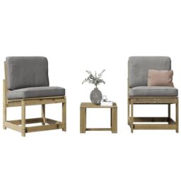 Berkfield Home 3 Piece Garden Lounge Set Impregnated Wood Pine in Brown - thumbnail 1