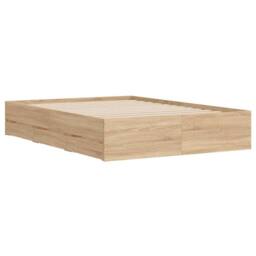 Berkfield Home Bed Frame w/Drawers Frame Sonoma Oak 120x190 cm Small Double in Light Tan - thumbnail 4
