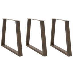 Berkfield Home Modern Dining Table Legs V-Shape 3 pcs Natural Steel 70x(72-73.3) in Brown - thumbnail 2