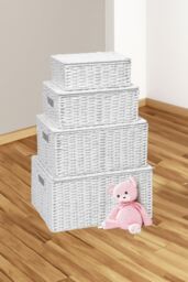 Arpan Storage Basket Hamper (Set of 4) - Storage Bin w/ Lid & Insert Handle for Easy Carrying - Convenient Storage Organizer Box for Clothes, Toys - thumbnail 5
