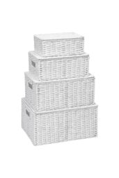 Arpan Storage Basket Hamper (Set of 4) - Storage Bin w/ Lid & Insert Handle for Easy Carrying - Convenient Storage Organizer Box for Clothes, Toys - thumbnail 1
