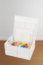 Arpan Storage Basket Hamper (Set of 4) - Storage Bin w/ Lid & Insert Handle for Easy Carrying - Convenient Storage Organizer Box for Clothes, Toys - thumbnail 6