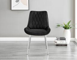FurnitureboxUK Santorini Brown Round Dining Table & 4/6 Pesaro Silver Leg Chairs in Black - thumbnail 8