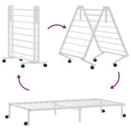 Berkfield Home Elegant Bed Frame without Mattress Foldable White 90x200 cm Steel - thumbnail 9