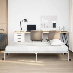 Berkfield Home Elegant Bed Frame without Mattress Foldable White 90x200 cm Steel - thumbnail 4