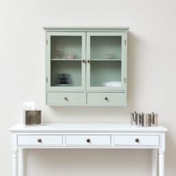 Melody Maison Sage Green Reeded Glass Wall Cabinet With Drawers - thumbnail 4