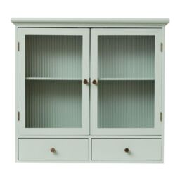 Melody Maison Sage Green Reeded Glass Wall Cabinet With Drawers - thumbnail 1