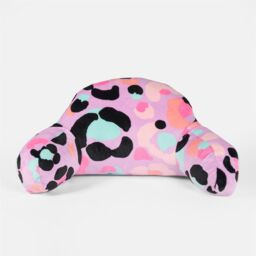OHS Leopard Print Kids Cuddle Cushion Fleece Reading Pillow, Lilac Purple - thumbnail 3