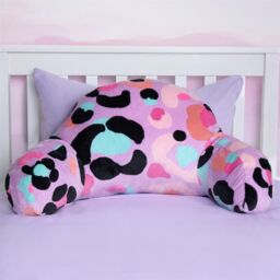 OHS Leopard Print Kids Cuddle Cushion Fleece Reading Pillow, Lilac Purple - thumbnail 2