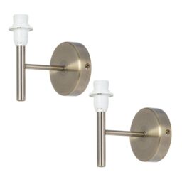 First Choice Lighting Set of 2 Brea - Antique Brass Wall Light Fittings Only in Gold - thumbnail 1