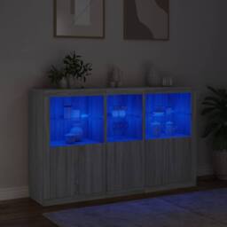Berkfield Home Sideboard with LED Lights Grey Sonoma 162x37x100 cm - Size: 162 x 37 x 100 cm - thumbnail 5