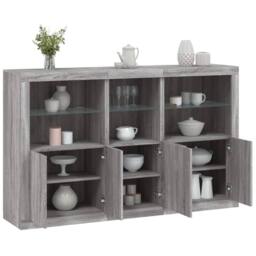 Berkfield Home Sideboard with LED Lights Grey Sonoma 162x37x100 cm - Size: 162 x 37 x 100 cm - thumbnail 2