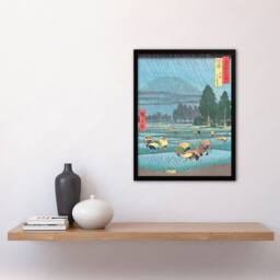 Artery8 Utagawa Hiroshige Framed Wall Art Ono Distant View Of Mount Daisen in Blue - Size: A4 - thumbnail 2
